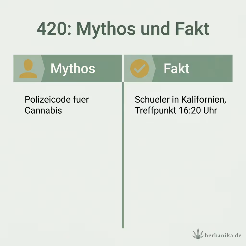 Infografik 420 Mythos und Fakt: Mythos Polizeicode, Fakt Schüler in Kalifornien Treffpunkt 16:20 Uhr